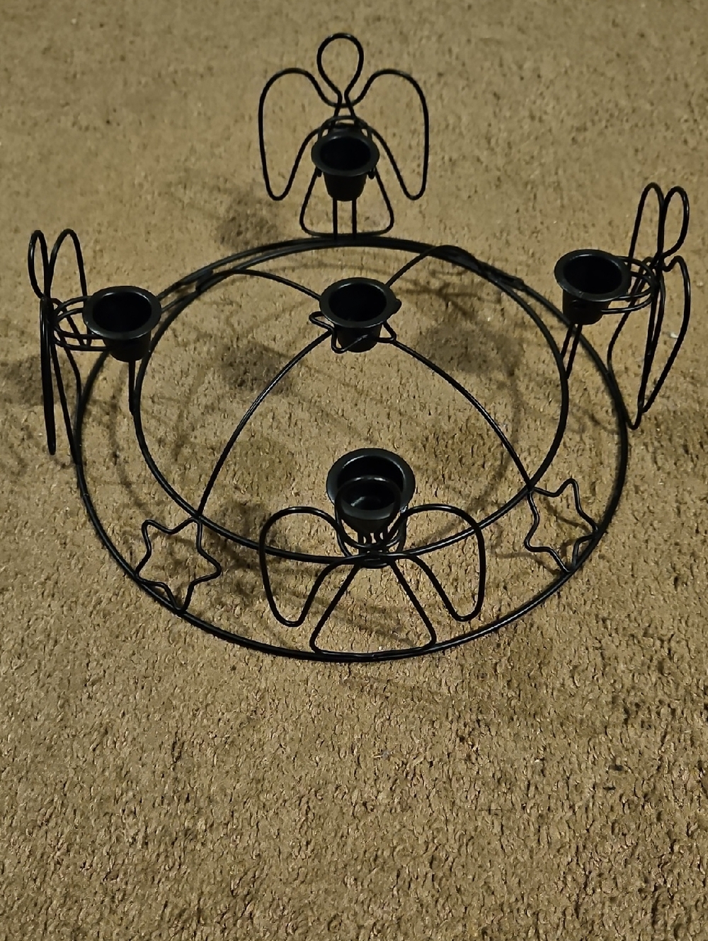 Metal Angel & Stars Center Piece Candle Holder
